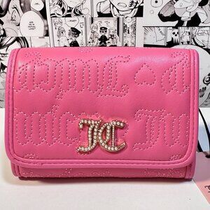 Juicy Couture Lovely Girl Double Sided Trifold Pink Wallet Rhinestone
